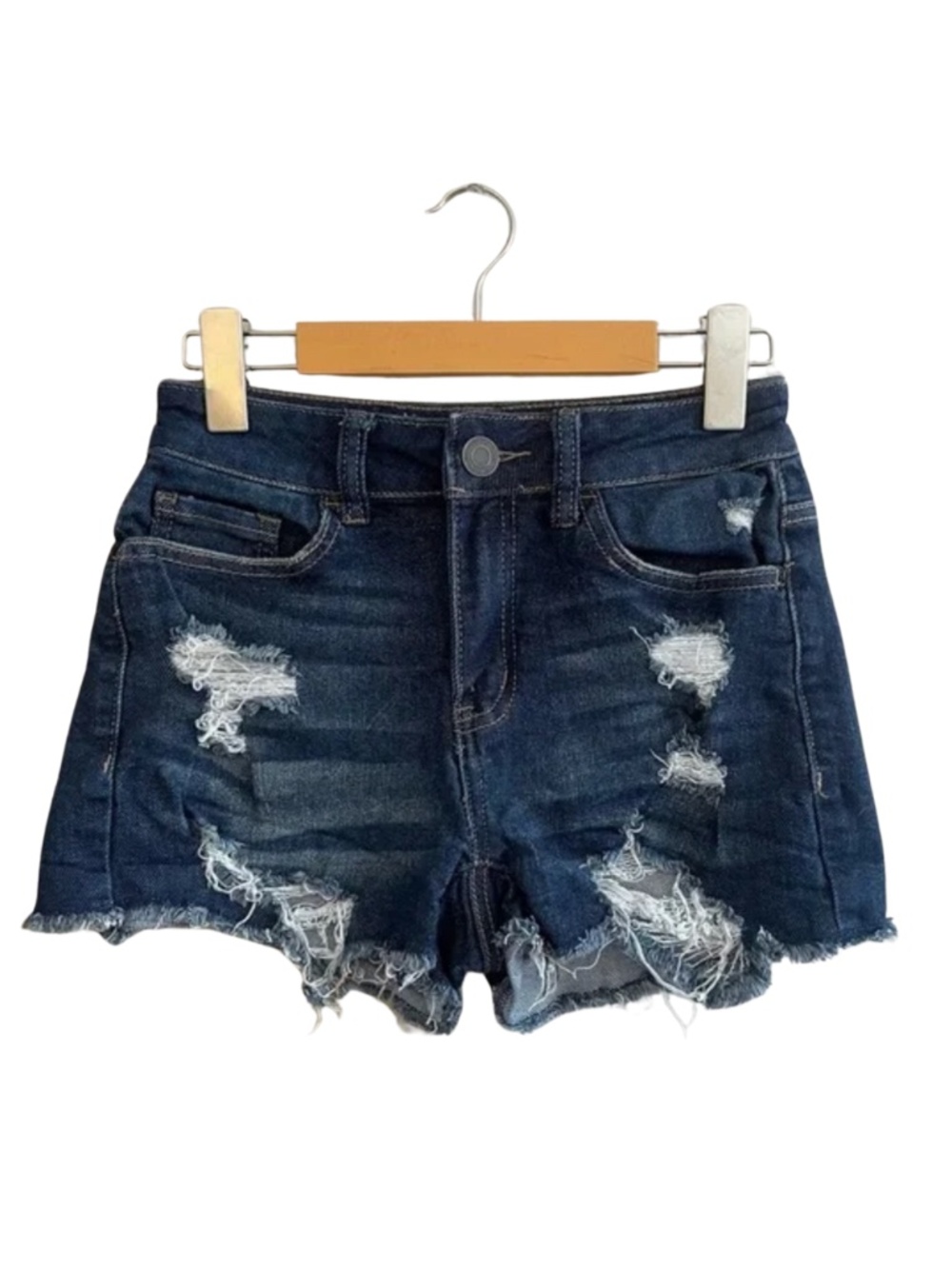 Sonoma SO Dark Blue Distressed Jean Shorts 2” Inseam - Size 25 (Size 1) EUC - Picture 2 of 16